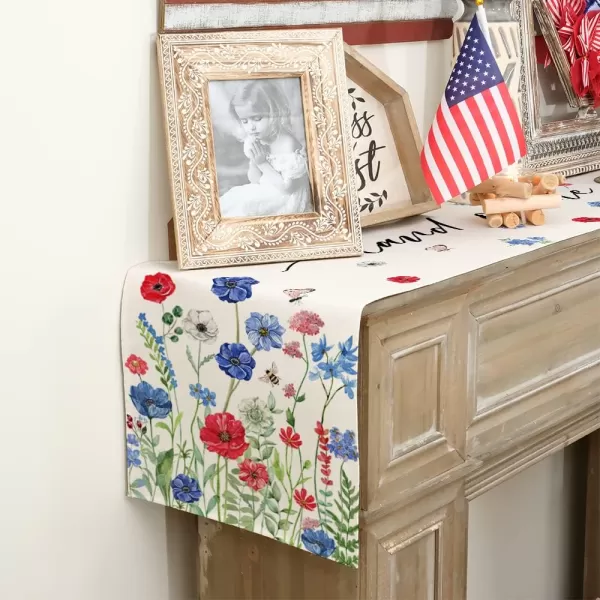 ARKENY 4th of July Patriotic Table Runner 72 Inches Blue Floral Land of Free Sign American Independence Day Holiday Home Coffee Table Dining Farmhouse Party Tabletop Decoration AT39872ARKENY 4th of July Patriotic Table Runner 72 Inches Blue Floral Land of Free Sign American Independence Day Holiday Home Coffee Table Dining Farmhouse Party Tabletop Decoration AT39872