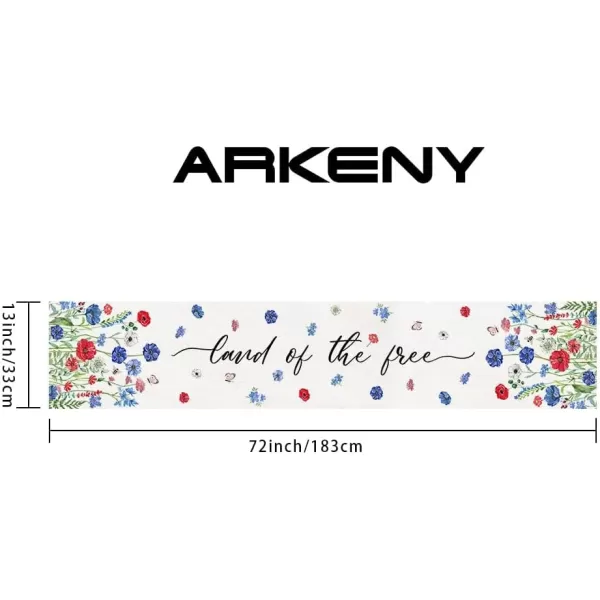 ARKENY 4th of July Patriotic Table Runner 72 Inches Blue Floral Land of Free Sign American Independence Day Holiday Home Coffee Table Dining Farmhouse Party Tabletop Decoration AT39872ARKENY 4th of July Patriotic Table Runner 72 Inches Blue Floral Land of Free Sign American Independence Day Holiday Home Coffee Table Dining Farmhouse Party Tabletop Decoration AT39872