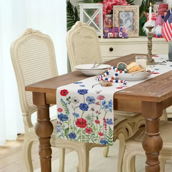 ARKENY 4th of July Patriotic Table Runner 72 Inches Blue Floral Land of Free Sign American Independence Day Holiday Home Coffee Table Dining Farmhouse Party Tabletop Decoration AT39872ARKENY 4th of July Patriotic Table Runner 72 Inches Blue Floral Land of Free Sign American Independence Day Holiday Home Coffee Table Dining Farmhouse Party Tabletop Decoration AT39872