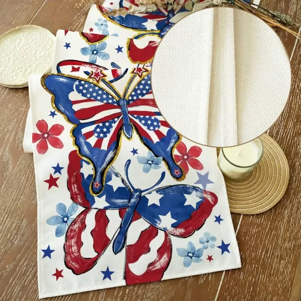 ARKENY 4th of July Patriotic Table Runner 72 Inches Golden Butterfly American Independence Day Holiday Home Coffee Table Dining Farmhouse Party Tabletop Decoration AT41172Blue 13X72