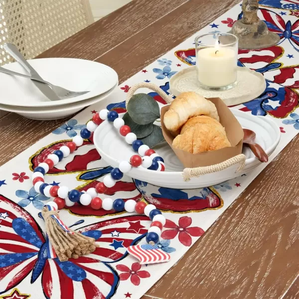 ARKENY 4th of July Patriotic Table Runner 72 Inches Golden Butterfly American Independence Day Holiday Home Coffee Table Dining Farmhouse Party Tabletop Decoration AT41172Blue 13X72