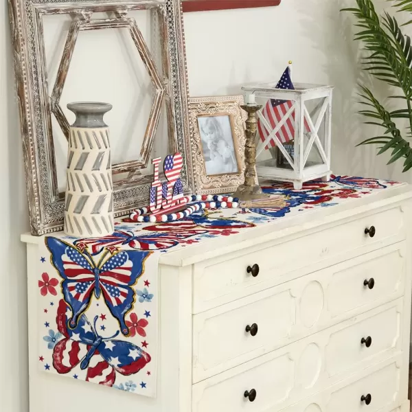 ARKENY 4th of July Patriotic Table Runner 72 Inches Golden Butterfly American Independence Day Holiday Home Coffee Table Dining Farmhouse Party Tabletop Decoration AT41172Blue 13X72