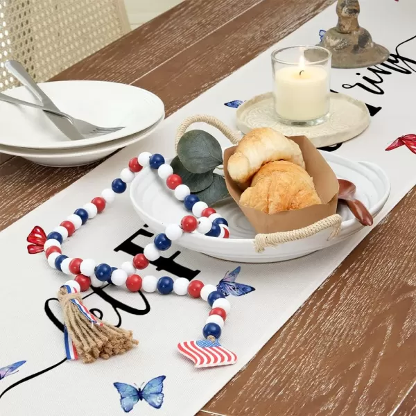 ARKENY 4th of July Patriotic Table Runner 72 Inches Red Blue Floral Let Freedom Ring Holiday Farmhouse Home Coffee Dining Table Party for American Independence Memorial Day AT40572Blue 13X72