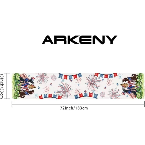 ARKENY 4th of July Patriotic Table Runner 72 Inches Red Blue Floral Let Freedom Ring Holiday Farmhouse Home Coffee Dining Table Party for American Independence Memorial Day AT40572Blue 13X72