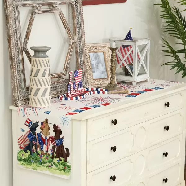 ARKENY 4th of July Patriotic Table Runner 72 Inches Red Flag Dog American Independence Day Holiday Home Coffee Table Dining Farmhouse Party Tabletop Decoration AT40672ARKENY 4th of July Patriotic Table Runner 72 Inches Red Flag Dog American Independence Day Holiday Home Coffee Table Dining Farmhouse Party Tabletop Decoration AT40672