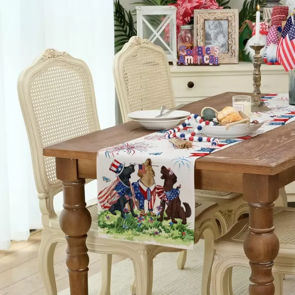 ARKENY 4th of July Patriotic Table Runner 72 Inches Red Flag Dog American Independence Day Holiday Home Coffee Table Dining Farmhouse Party Tabletop Decoration AT40672ARKENY 4th of July Patriotic Table Runner 72 Inches Red Flag Dog American Independence Day Holiday Home Coffee Table Dining Farmhouse Party Tabletop Decoration AT40672