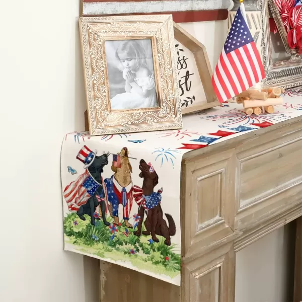 ARKENY 4th of July Patriotic Table Runner 72 Inches Red Flag Dog American Independence Day Holiday Home Coffee Table Dining Farmhouse Party Tabletop Decoration AT40672ARKENY 4th of July Patriotic Table Runner 72 Inches Red Flag Dog American Independence Day Holiday Home Coffee Table Dining Farmhouse Party Tabletop Decoration AT40672