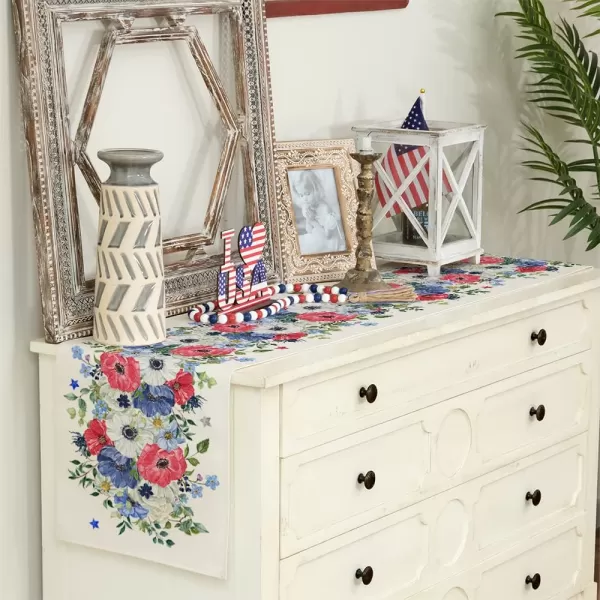 ARKENY 4th of July Patriotic Table Runner 72 Inches Red Floral Leaves American Independence Day Holiday Home Coffee Table Dining Farmhouse Party Tabletop Decoration AT42672ARKENY 4th of July Patriotic Table Runner 72 Inches Red Floral Leaves American Independence Day Holiday Home Coffee Table Dining Farmhouse Party Tabletop Decoration AT42672