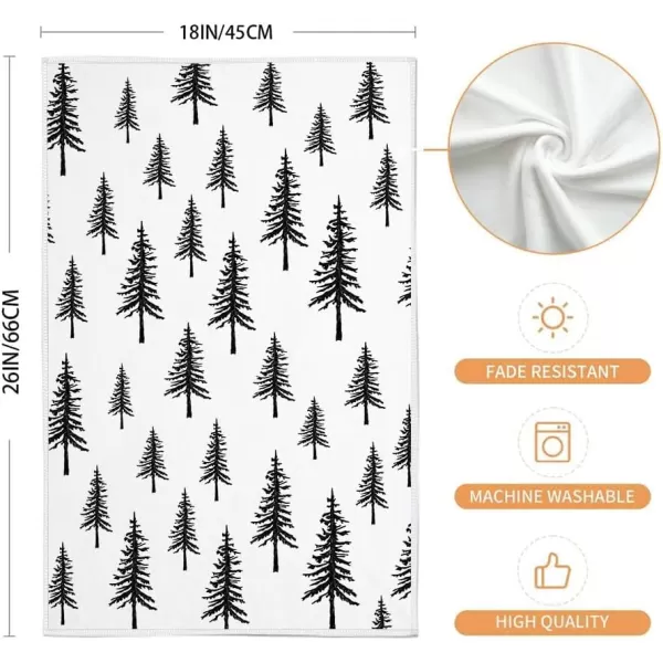 ARKENY Christmas Kitchen Towels Set of 2Black Xmas Tree Dish Towels 18x26 InchHoilday Farmhouse Home Decoration AD101Black