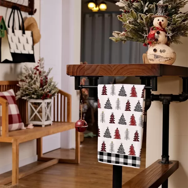 ARKENY Christmas Kitchen Towels Set of 2Black Xmas Tree Dish Towels 18x26 InchHoilday Farmhouse Home Decoration AD101Black Tree