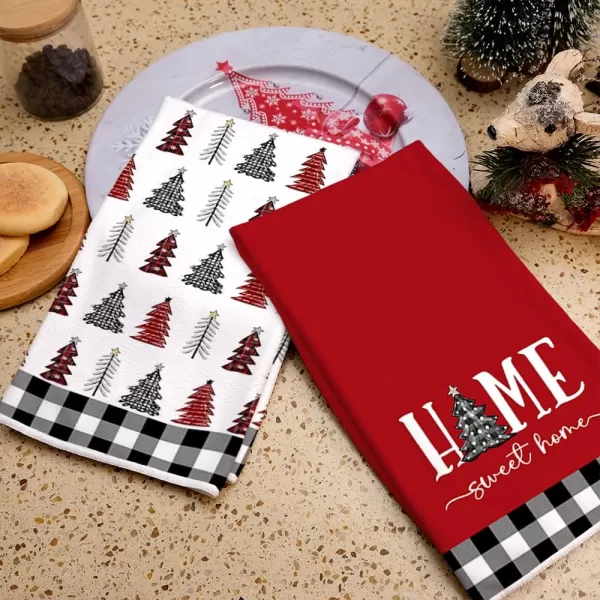 ARKENY Christmas Kitchen Towels Set of 2Black Xmas Tree Dish Towels 18x26 InchHoilday Farmhouse Home Decoration AD101Black Tree