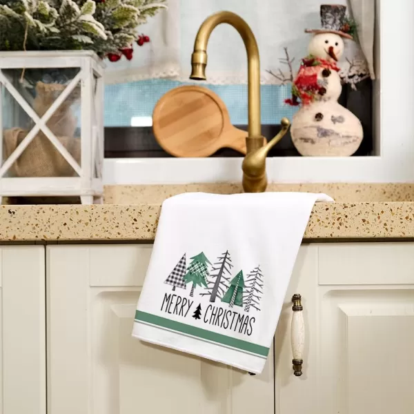 ARKENY Christmas Kitchen Towels Set of 2Black Xmas Tree Dish Towels 18x26 InchHoilday Farmhouse Home Decoration AD101Green 1