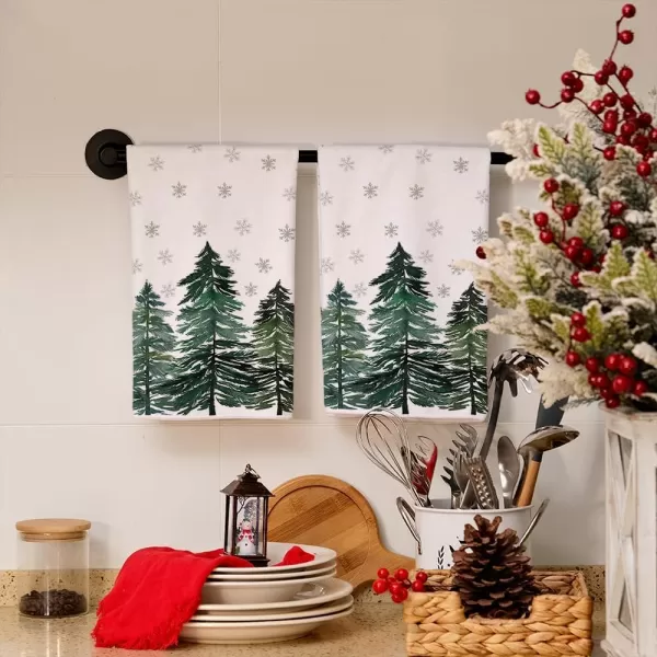 ARKENY Christmas Kitchen Towels Set of 2Green Xmas Tree Snowflake Dish Towels 18x26 Inch Drying DishclothFarmhouse Home Decoration AD135Green Xmas Tree Two Piece