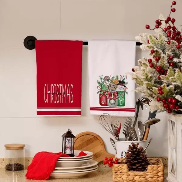 ARKENY Christmas Kitchen Towels Set of 2Red Jar Gingerbread Man Xmas Dish Towels 18x26 InchHoilday Farmhouse Home Decoration AD095Red Vase