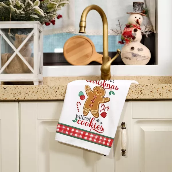 ARKENY Christmas Kitchen Towels Set of 2Red Jar Gingerbread Man Xmas Dish Towels 18x26 InchHoilday Farmhouse Home Decoration AD095White