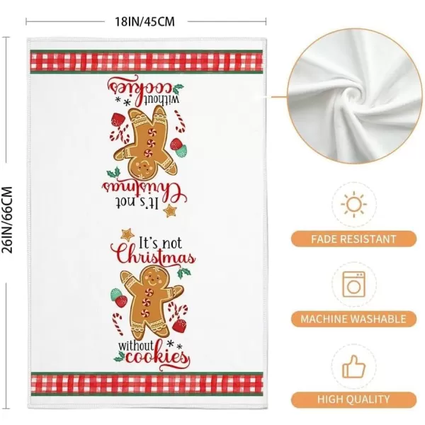 ARKENY Christmas Kitchen Towels Set of 2Red Jar Gingerbread Man Xmas Dish Towels 18x26 InchHoilday Farmhouse Home Decoration AD095White