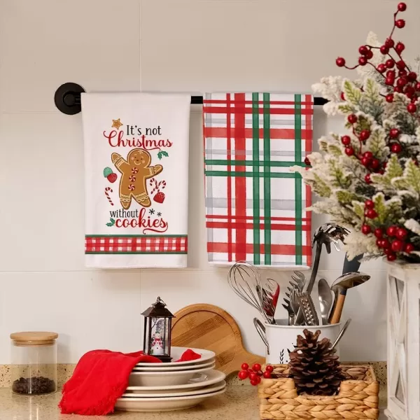 ARKENY Christmas Kitchen Towels Set of 2Red Jar Gingerbread Man Xmas Dish Towels 18x26 InchHoilday Farmhouse Home Decoration AD095White