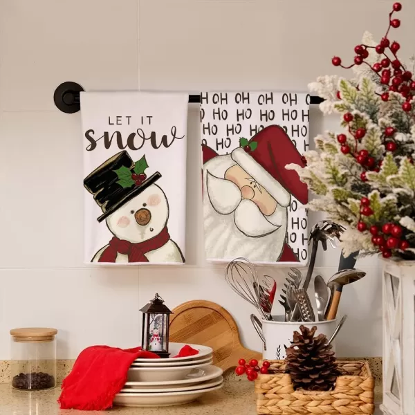 ARKENY Christmas Kitchen Towels Set of 2Red Jar Gingerbread Man Xmas Dish Towels 18x26 InchHoilday Farmhouse Home Decoration AD095White Snowman