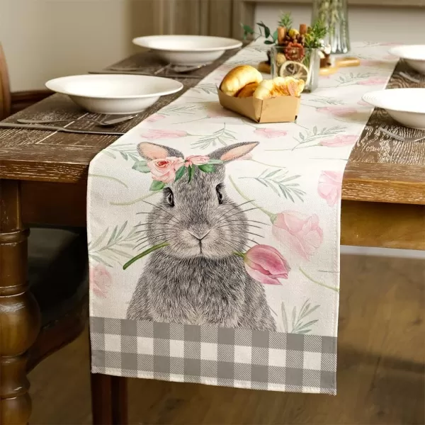 ARKENY Easter Bunny Floral Placemats 12X18 Inches Set of 4Rabbit Home Dining Indoor Spring Holiday Farmhouse Tabletop Decor AP246table runner 13X108