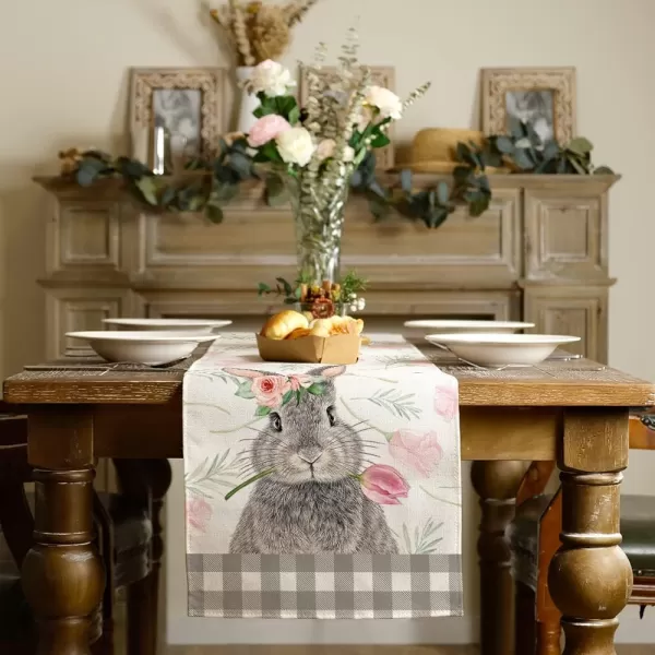 ARKENY Easter Bunny Floral Placemats 12X18 Inches Set of 4Rabbit Home Dining Indoor Spring Holiday Farmhouse Tabletop Decor AP246table runner 13X108