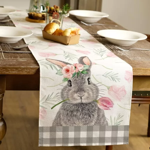 ARKENY Easter Bunny Floral Placemats 12X18 Inches Set of 4Rabbit Home Dining Indoor Spring Holiday Farmhouse Tabletop Decor AP246table runner 13X108