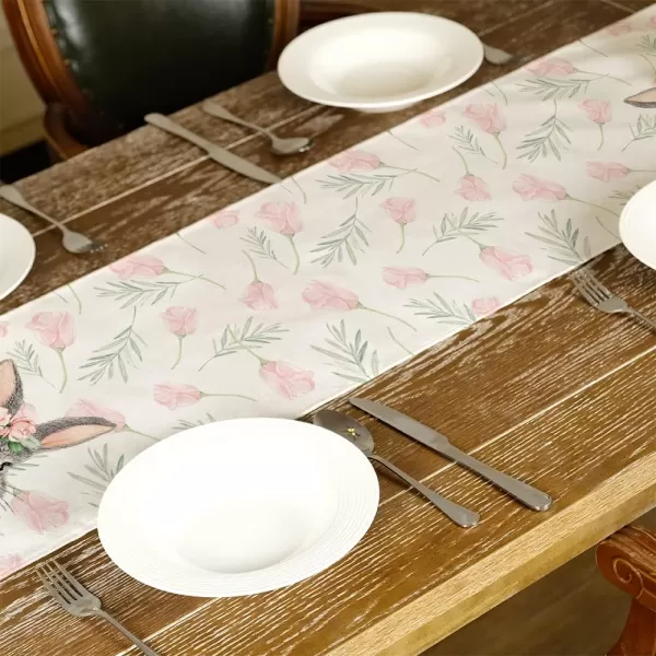ARKENY Easter Bunny Floral Placemats 12X18 Inches Set of 4Rabbit Home Dining Indoor Spring Holiday Farmhouse Tabletop Decor AP246table runner 13X72