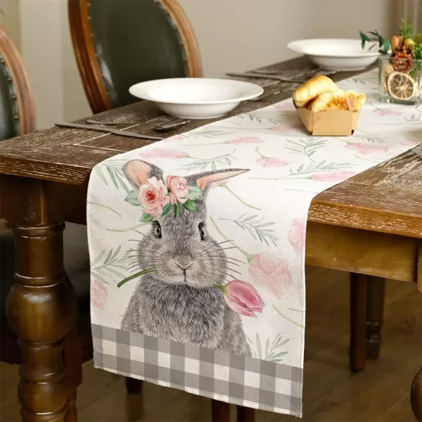 ARKENY Easter Bunny Floral Placemats 12X18 Inches Set of 4Rabbit Home Dining Indoor Spring Holiday Farmhouse Tabletop Decor AP246table runner 13X90