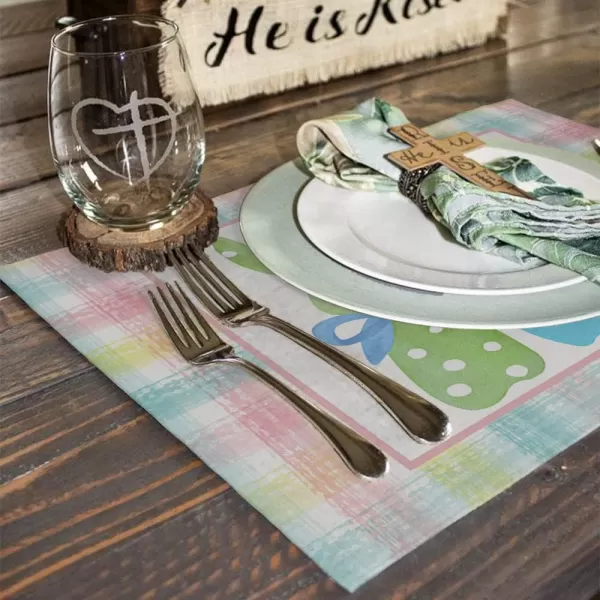 ARKENY Easter Bunny Rabbit Placemats 12x18 Inches Set of 4Seasonal Burlap Beige Check Farmhouse Indoor Kitchen Dining Table Decoration for Home PartyColorful placemats 12X18