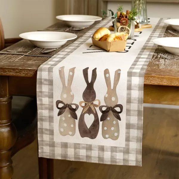 ARKENY Easter Bunny Rabbit Placemats 12x18 Inches Set of 4Seasonal Burlap Beige Check Farmhouse Indoor Kitchen Dining Table Decoration for Home Partytable runner 13X60