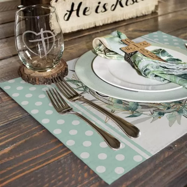 ARKENY Easter He is Risen Placemats 12X18 Inches Set of 4Rabbit Home Dining Indoor Spring Holiday Farmhouse Tabletop Decor AP235placemats 12X18