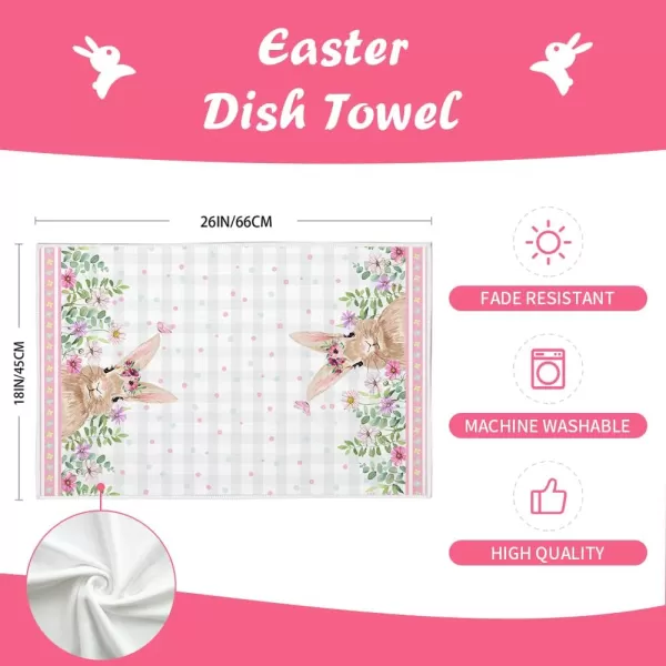 ARKENY Easter Kitchen Towels Set of 2Grey Buffalo Plaid Bunny Floral Pink Eggs Dish Towels 18x26 Inch Drying DishclothFarmhouse Home Seasonal Decorations AD189ARKENY Easter Kitchen Towels Set of 2Grey Buffalo Plaid Bunny Floral Pink Eggs Dish Towels 18x26 Inch Drying DishclothFarmhouse Home Seasonal Decorations AD189