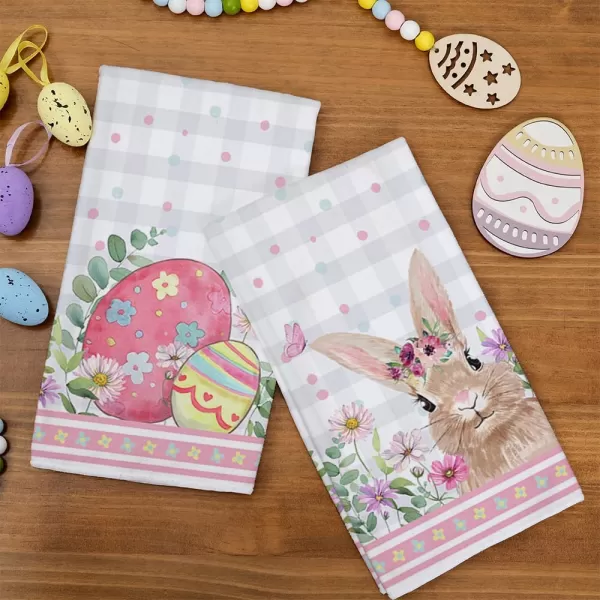 ARKENY Easter Kitchen Towels Set of 2Grey Buffalo Plaid Bunny Floral Pink Eggs Dish Towels 18x26 Inch Drying DishclothFarmhouse Home Seasonal Decorations AD189ARKENY Easter Kitchen Towels Set of 2Grey Buffalo Plaid Bunny Floral Pink Eggs Dish Towels 18x26 Inch Drying DishclothFarmhouse Home Seasonal Decorations AD189