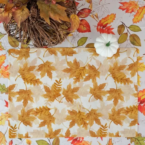 ARKENY Fall Thanksgiving Placemats 12x18 Inches Set of 4Orange Maple LeavesSeasonal Burlap Farmhouse Indoor Kitchen Dining Table Autumn Decorations for Home Party AP44918Orange Placemats Set of 4  12X18