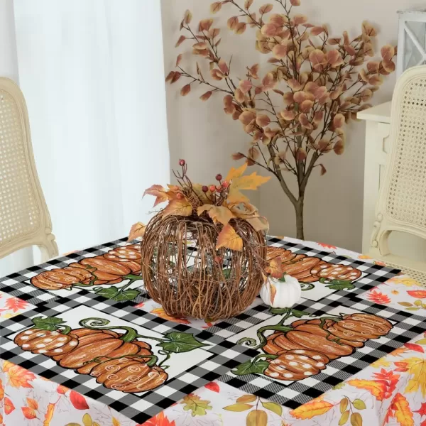 ARKENY Fall Thanksgiving Placemats 12x18 Inches Set of 4Pumpkin Polk DotSeasonal Burlap Buffalo Plaid Farmhouse Indoor Kitchen Dining Table Autumn Decorations for Home Party AP48718Buffalo Plaid Placemats Set of 4  12X18