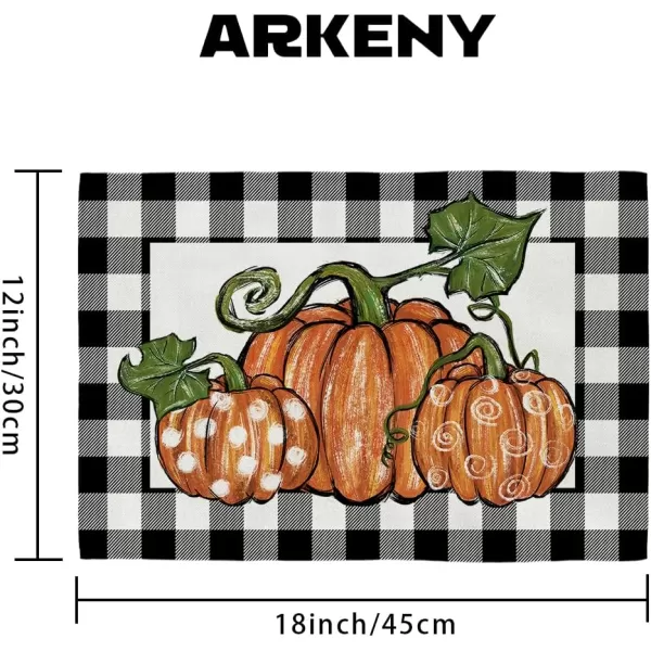 ARKENY Fall Thanksgiving Placemats 12x18 Inches Set of 4Pumpkin Polk DotSeasonal Burlap Buffalo Plaid Farmhouse Indoor Kitchen Dining Table Autumn Decorations for Home Party AP48718Buffalo Plaid Placemats Set of 4  12X18