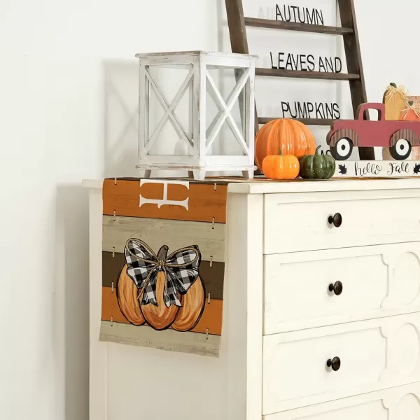 ARKENY Fall Thanksgiving Placemats 12x18 Inches Set of 4Pumpkins Seasonal Burlap Farmhouse Wood Stripe Indoor Kitchen Dining Table Autumn Decorations for Home Party AP44018Multi Color Table Runner  13X72