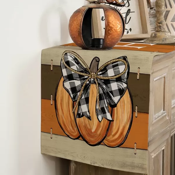 ARKENY Fall Thanksgiving Placemats 12x18 Inches Set of 4Pumpkins Seasonal Burlap Farmhouse Wood Stripe Indoor Kitchen Dining Table Autumn Decorations for Home Party AP44018Multi Color Table Runner  13X72