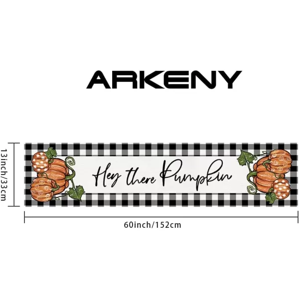 ARKENY Fall Thanksgiving Table Runner 13x72 Inches Pumpkin Seasonal Burlap Buffalo Plaid Farmhouse Indoor Autumn Table Runner for Home AT26172Orange Table runner 13X60