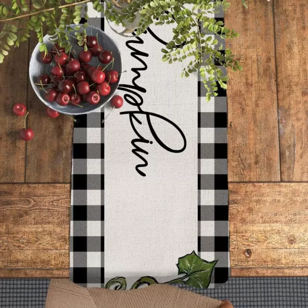 ARKENY Fall Thanksgiving Table Runner 13x72 Inches Pumpkin Seasonal Burlap Buffalo Plaid Farmhouse Indoor Autumn Table Runner for Home AT26172Orange Table runner 13X60