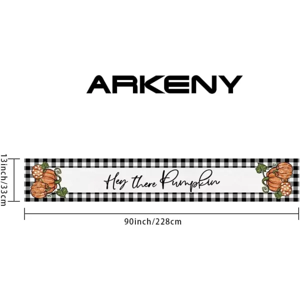 ARKENY Fall Thanksgiving Table Runner 13x72 Inches Pumpkin Seasonal Burlap Buffalo Plaid Farmhouse Indoor Autumn Table Runner for Home AT26172Orange Table runner 13X90