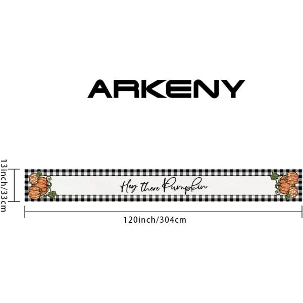 ARKENY Fall Thanksgiving Table Runner 13x72 Inches Pumpkin Seasonal Burlap Buffalo Plaid Farmhouse Indoor Autumn Table Runner for Home AT26172Orange Table runner 13X120