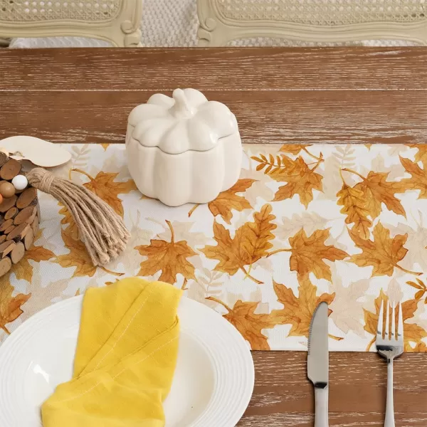 ARKENY Fall Thanksgiving Table Runner 13x72 InchesOrange Maple Leaves Thanksgiving Seasonal Burlap Farmhouse Indoor Outdoor Autumn Table Runner for HomeOrange Table Runner  13X72