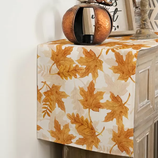 ARKENY Fall Thanksgiving Table Runner 13x72 InchesOrange Maple Leaves Thanksgiving Seasonal Burlap Farmhouse Indoor Outdoor Autumn Table Runner for HomeOrange Table Runner  13X72