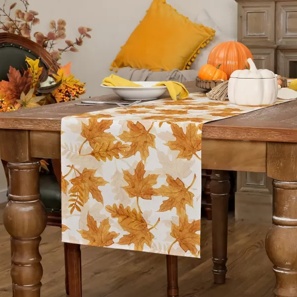 ARKENY Fall Thanksgiving Table Runner 13x72 InchesOrange Maple Leaves Thanksgiving Seasonal Burlap Farmhouse Indoor Outdoor Autumn Table Runner for HomeOrange Table Runner  13X72