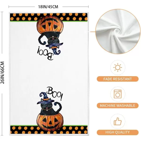 ARKENY Halloween Kitchen Towels Set of 2Orang Polka dot Pumpkin Cat Dish Towels 18x26 Inch Drying DishclothFarmhouse Home Decoration AD122Orange Pumpkin Farmhouse