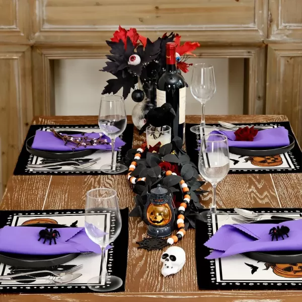 ARKENY Halloween Placemats 12x18 Inches Set of 4 Pumpkin Spooky Ghost Boo Black Cat BatSeasonal Burlap Farmhouse Indoor Kitchen Dining Table Decorations for Home Party AP46118ARKENY Halloween Placemats 12x18 Inches Set of 4 Pumpkin Spooky Ghost Boo Black Cat BatSeasonal Burlap Farmhouse Indoor Kitchen Dining Table Decorations for Home Party AP46118