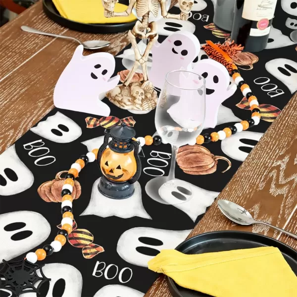 ARKENY Halloween Placemats 12x18 Inches Set of 4Spooky Ghost Seasonal Burlap Stripe Farmhouse Indoor Kitchen Dining Table Decorations for Home Party AP45518Multi Color Table Runner  13X72