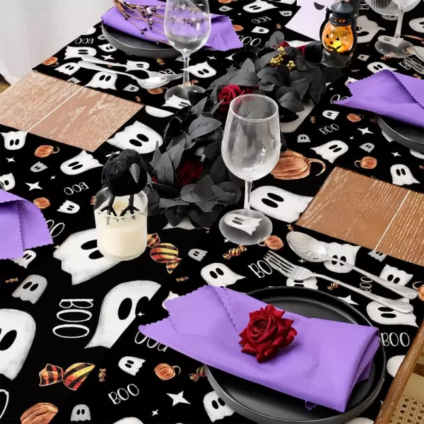 ARKENY Halloween Placemats 12x18 Inches Set of 4Spooky Ghost Seasonal Burlap Stripe Farmhouse Indoor Kitchen Dining Table Decorations for Home Party AP45518Black Placemats Set of 4  12X18