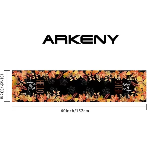 ARKENY Hello Fall Thanksgiving Table Runner 13x36 InchesMaple LeavesSeasonal Burlap Black Farmhouse Indoor Outdoor Table Autumn Runner for Home AT44536Black Table Runner  13X60