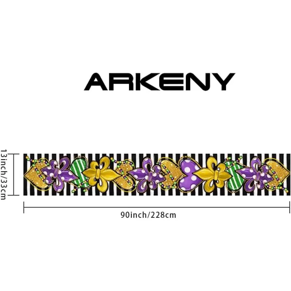 ARKENY Mardi Gras Carnival Placemats 12x18 Inches Set of 4 Fleur De Lis Seasonal Farmhouse Burlap Stripe Indoor Kitchen Dining Table Decorations for Home Party AP35518Purple Table Runner  13X90